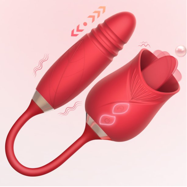 DARZU 玫瑰振动器女性性玩具，G 点假阳具带振动蛋，成人情侣阴蒂刺激器（红色）