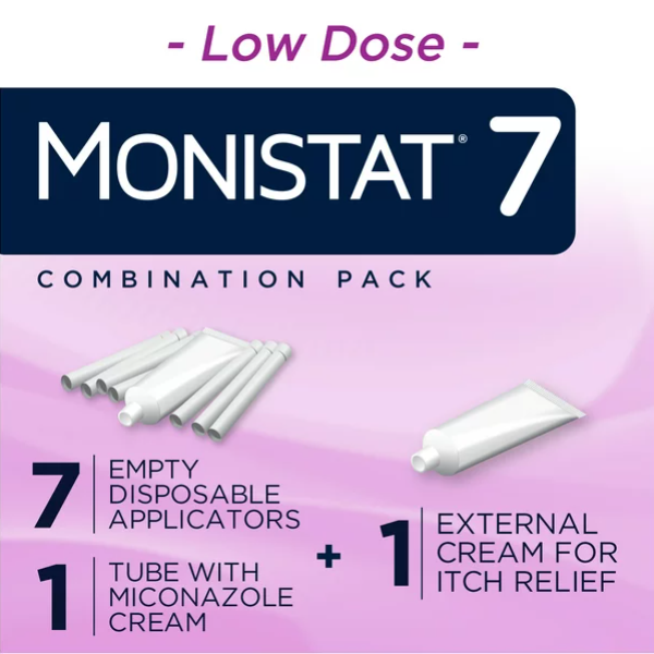 Monistat 7 劑酵母菌感染治療，7 個一次性塗抹器和外用止癢膏