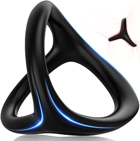 男士硅胶阴茎环，Adorime 3 合 1 超柔软弹力阴茎环，男士性玩具，黑色 01(a)
